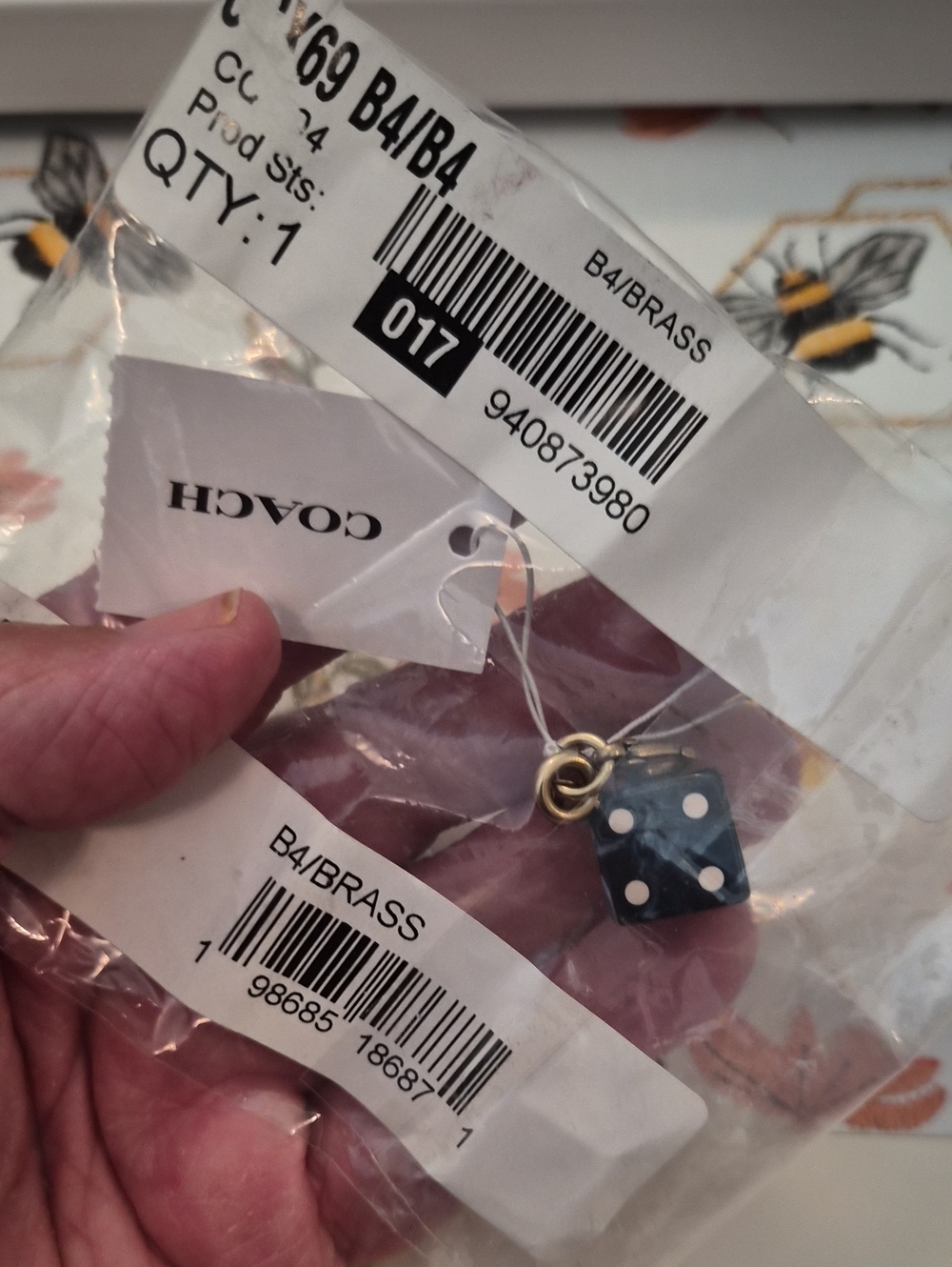 Coach DIY Dice Bag Charm - Blue with white dots - CCX69 - Picture 4 of 8